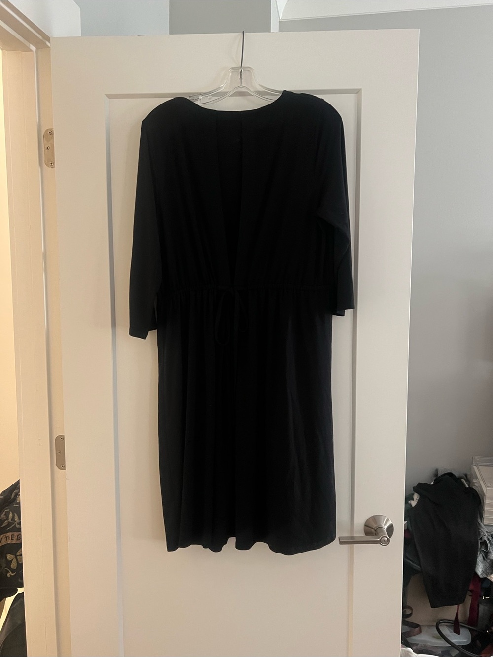 Eileen Fisher Black  Drawstring-Waist Midi Dress